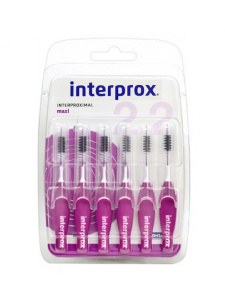 Межзубные ёршики INTERPROX, 6шт. Maxi (2.2mm)(малиновый), мягкая ручка, две точки изгиба на 360°