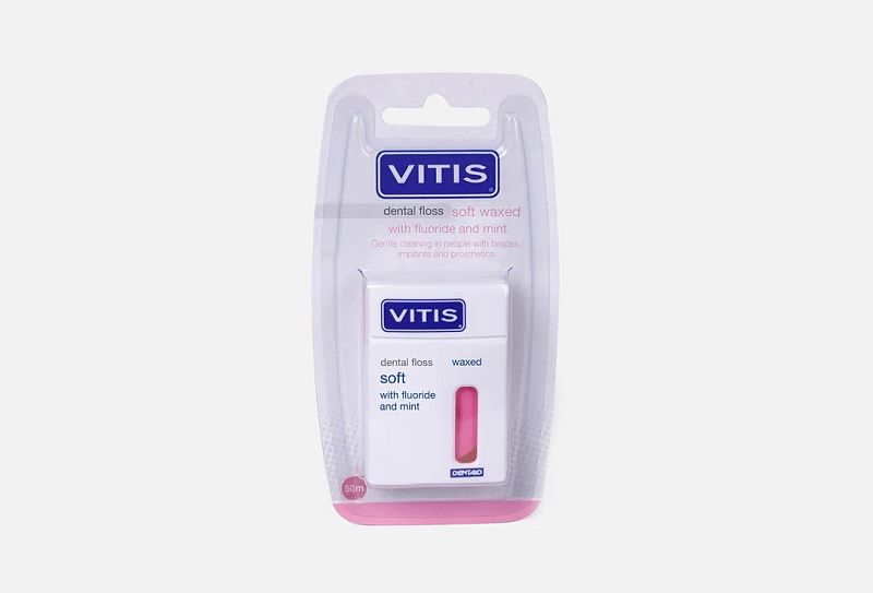 Флосс межзубный VITIS WAXED DENTAL FLOSS вощеная с мятным вкусом