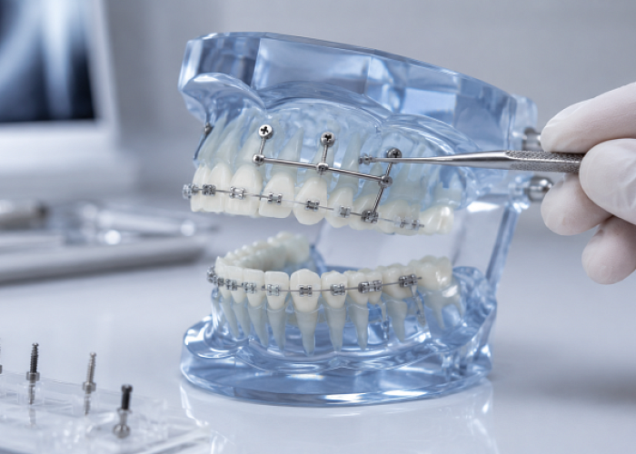 Особенности установки несъёмного ортодонтического аппарата с опорой на минивинты